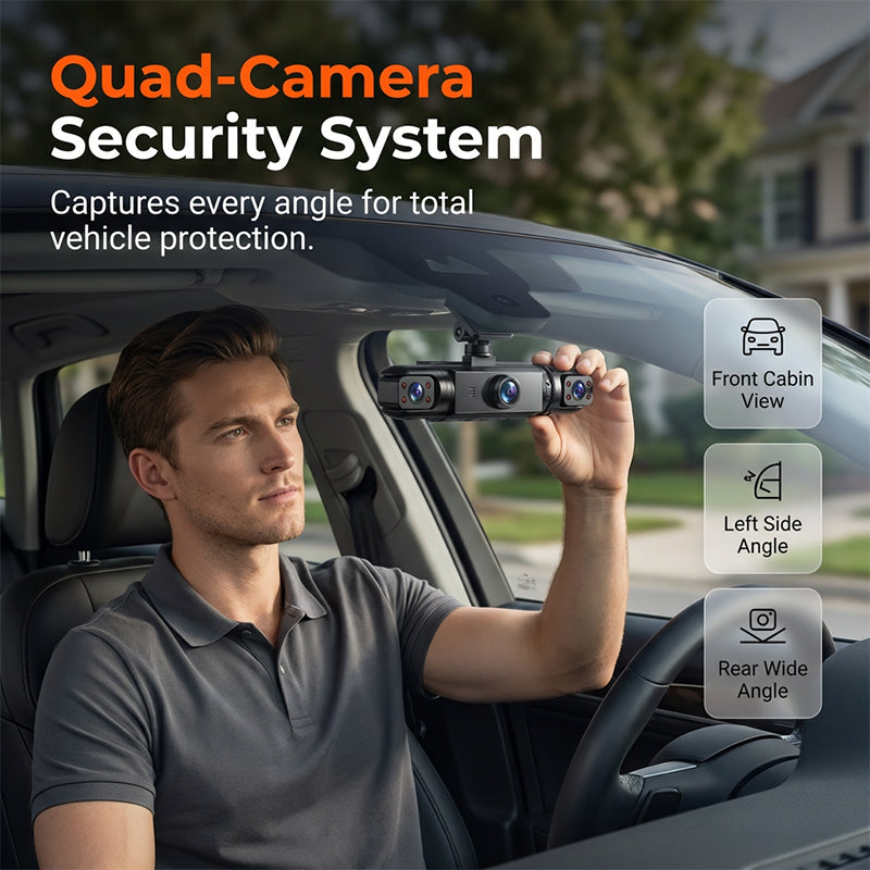 📹 49% OFF NOW! 🚗 360° Panoramic 4-Channel Dash Cam – 1080P Full HD with night vision – Quad-camera system, parking monitor – ultimate car security and coverage 🌙