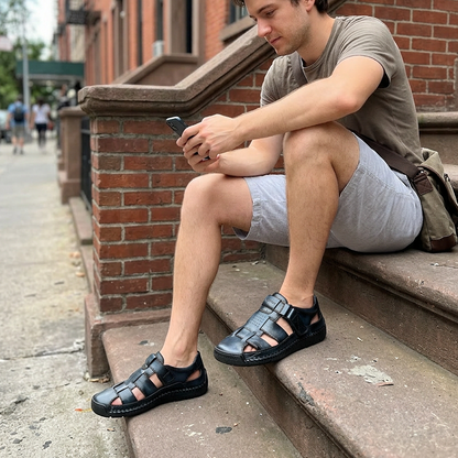 🎁2026 New Arrivals 49% OFF💥Men's Closed-Toe Beach Sandals – Breathable, Cushioned, Hook-and-Loop 🌊