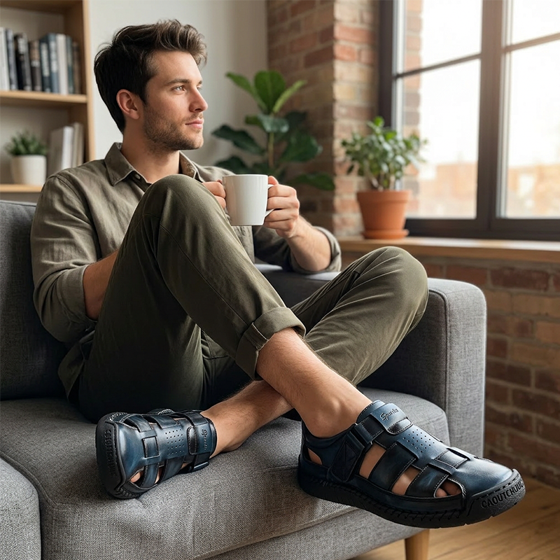 🎁2026 New Arrivals 49% OFF💥Men's Closed-Toe Beach Sandals – Breathable, Cushioned, Hook-and-Loop 🌊