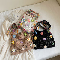 Women’s Crochet Floral Bag 🧶 Ethnic Style Shoulder Tote 🌸