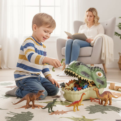 🥳2026 HOT SALE🥳💞50K+ SOLD! 🦖🎁 49% OFF! Kids Fun & Educational Dinosaur Toy Kit – T‑Rex head storage box keeps toys organised. Lifelike figures, waterproof & durable – sparks imagination & learning! 🧩✨