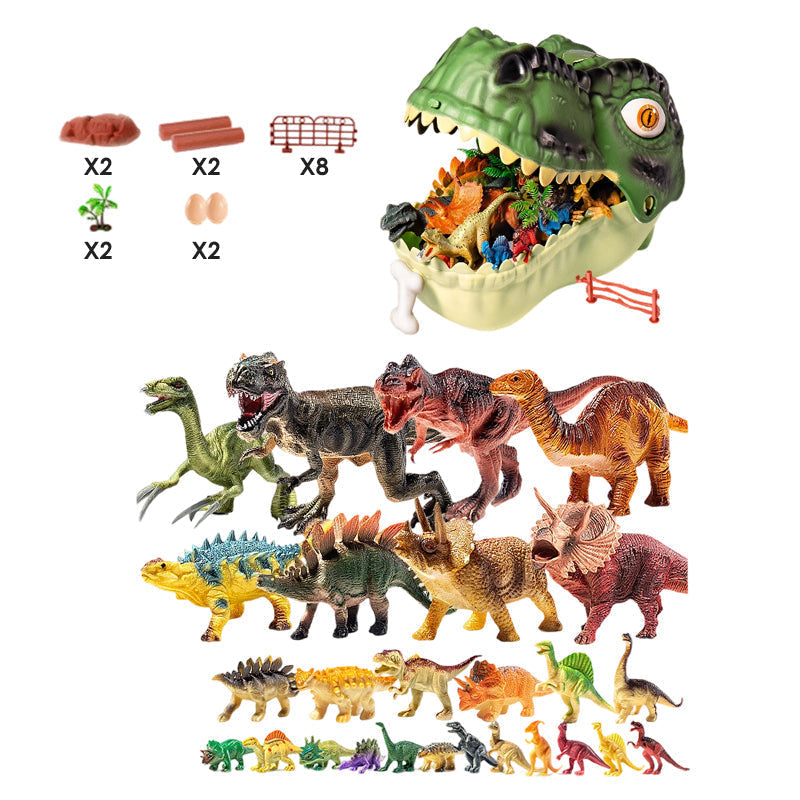 🥳2026 HOT SALE🥳💞50K+ SOLD! 🦖🎁 49% OFF! Kids Fun & Educational Dinosaur Toy Kit – T‑Rex head storage box keeps toys organised. Lifelike figures, waterproof & durable – sparks imagination & learning! 🧩✨