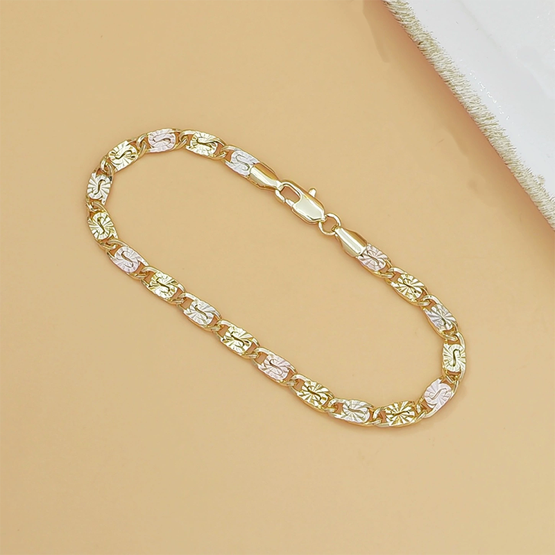 💎 LIMITED-TIME 49% OFF! ✨ Unisex Tri-Color Link Bracelet – Gold/Rose/Silver, Faceted Cut, Lobster Clasp 🖤