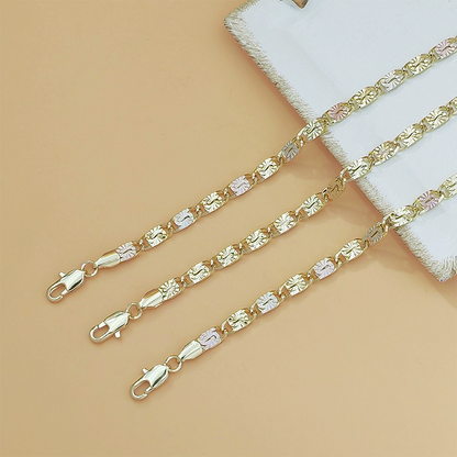 💎 LIMITED-TIME 49% OFF! ✨ Unisex Tri-Color Link Bracelet – Gold/Rose/Silver, Faceted Cut, Lobster Clasp 🖤