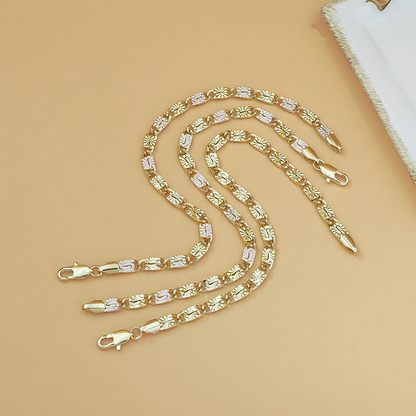 💎 LIMITED-TIME 49% OFF! ✨ Unisex Tri-Color Link Bracelet – Gold/Rose/Silver, Faceted Cut, Lobster Clasp 🖤