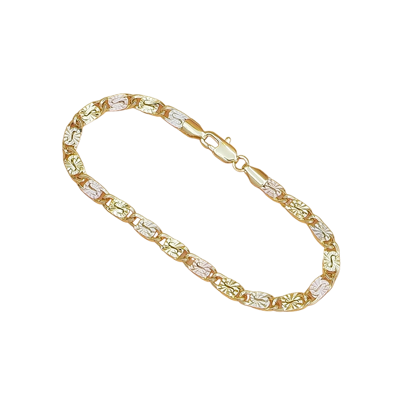 💎 LIMITED-TIME 49% OFF! ✨ Unisex Tri-Color Link Bracelet – Gold/Rose/Silver, Faceted Cut, Lobster Clasp 🖤