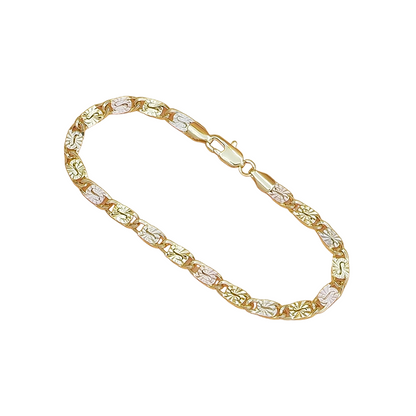 💎 LIMITED-TIME 49% OFF! ✨ Unisex Tri-Color Link Bracelet – Gold/Rose/Silver, Faceted Cut, Lobster Clasp 🖤