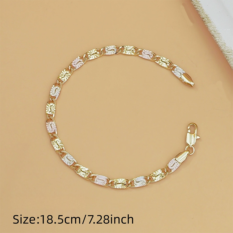 💎 LIMITED-TIME 49% OFF! ✨ Unisex Tri-Color Link Bracelet – Gold/Rose/Silver, Faceted Cut, Lobster Clasp 🖤