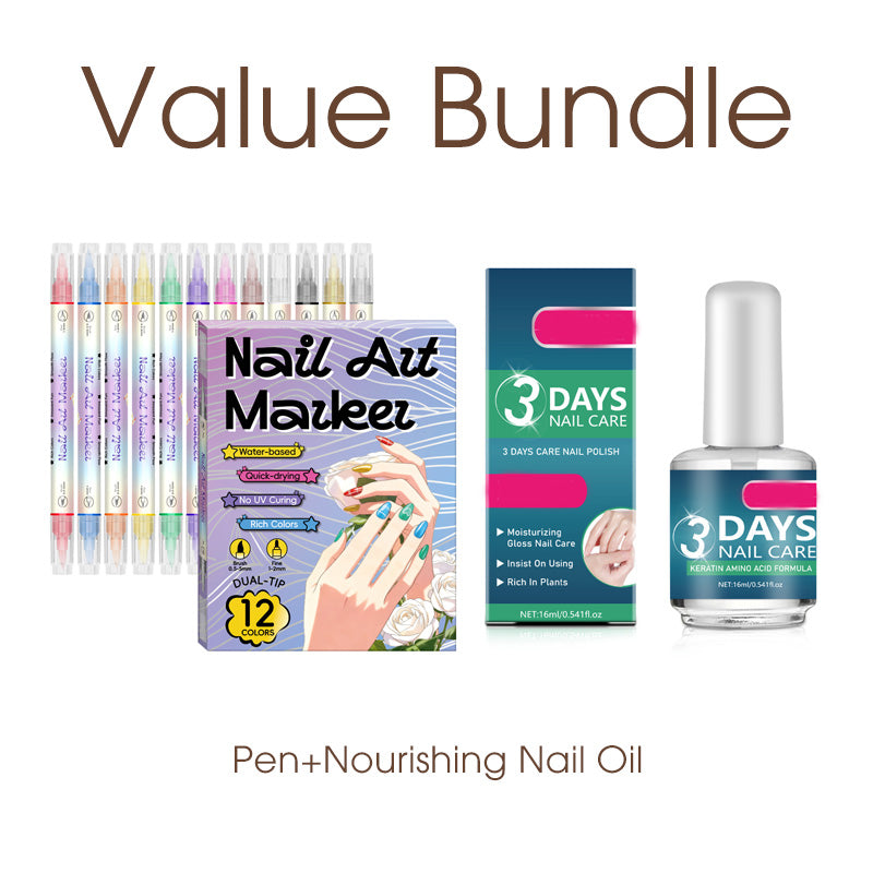 ✍️💖 Dual-Tip Nail Art Pen Set – Draw Like a Pro | Waterproof & Quick Dry 💧💨 | 12+ Colors 🌈