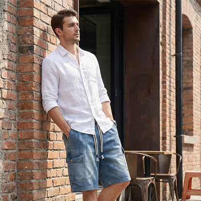🩳 49% OFF NOW! 🏙️ Men's Loose Denim Cargo Shorts – High street style & adjustable fit – Durable cotton, perfect for skatepark or summer streets 🛹