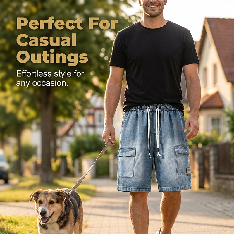 🩳 49% OFF NOW! 🏙️ Men's Loose Denim Cargo Shorts – High street style & adjustable fit – Durable cotton, perfect for skatepark or summer streets 🛹