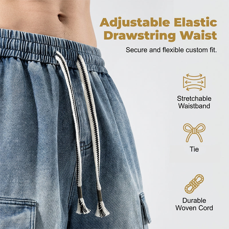 🩳 49% OFF NOW! 🏙️ Men's Loose Denim Cargo Shorts – High street style & adjustable fit – Durable cotton, perfect for skatepark or summer streets 🛹