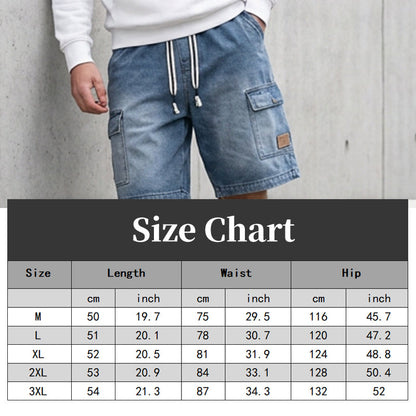 🩳 49% OFF NOW! 🏙️ Men's Loose Denim Cargo Shorts – High street style & adjustable fit – Durable cotton, perfect for skatepark or summer streets 🛹