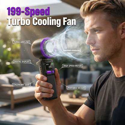 🌬️ LIMITED-TIME 49% OFF! ✨ 199-Speed Handheld Fan – Digital Display, Frost Surface, Adjustable Head 🌡️