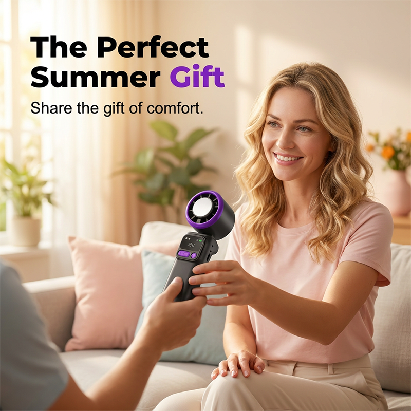 🌬️ LIMITED-TIME 49% OFF! ✨ 199-Speed Handheld Fan – Digital Display, Frost Surface, Adjustable Head 🌡️