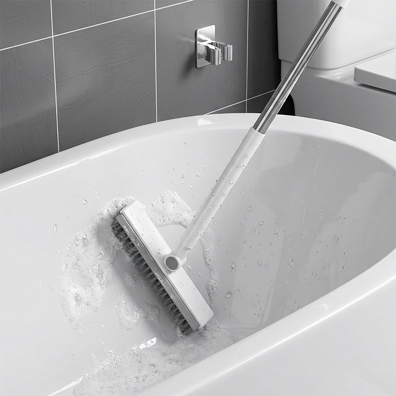 🧹 2-in-1 Grout & Corner Scrubber Brush with Squeegee