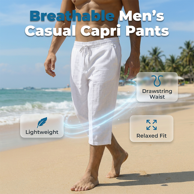 👖 LIMITED-TIME 49% OFF! 💥 Men's Casual Capri Pants with Drawstring Waist – Breathable, Ultra-Soft, Deep Pockets ✨