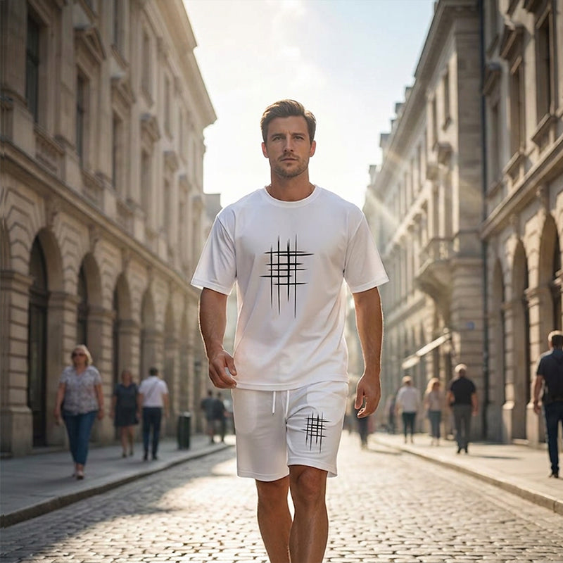 Men's Casual Top & Shorts 2-Piece Set – Loose Fit, Breathable & Fade-Resistant Graphic Print 😎👕