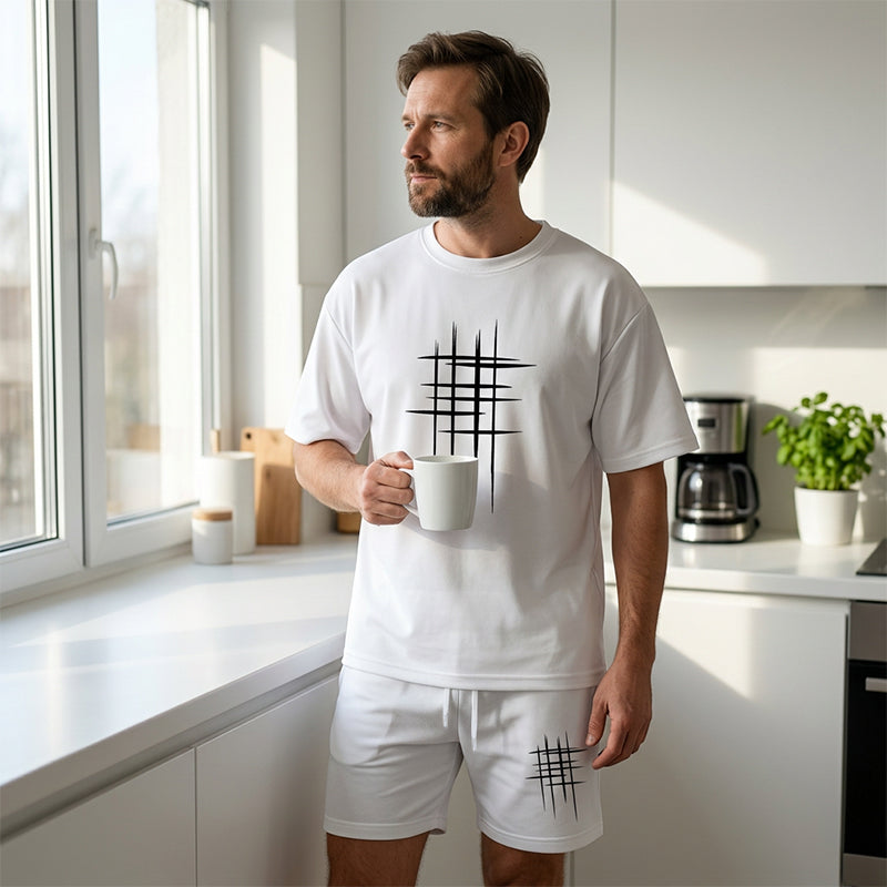 Men's Casual Top & Shorts 2-Piece Set – Loose Fit, Breathable & Fade-Resistant Graphic Print 😎👕