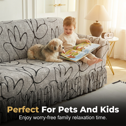 📢📢49% OFF !! ⏰High-Stretch Sofa Slipcover – Ruffled Hem & Full Protection