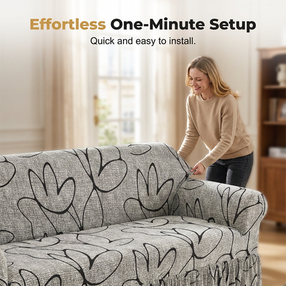 📢📢49% OFF !! ⏰High-Stretch Sofa Slipcover – Ruffled Hem & Full Protection