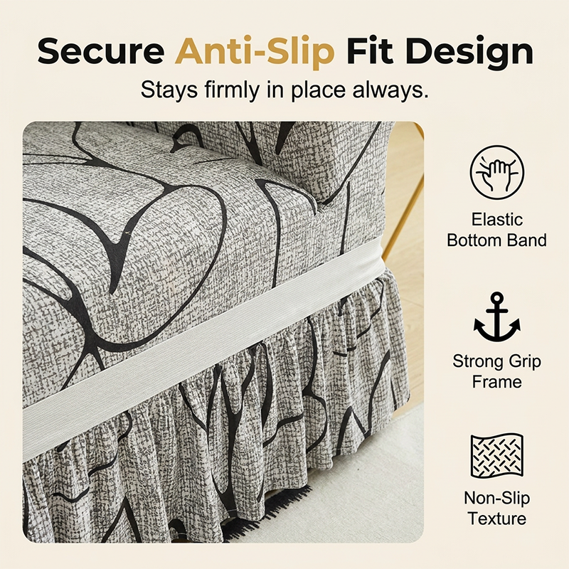 📢📢49% OFF !! ⏰High-Stretch Sofa Slipcover – Ruffled Hem & Full Protection