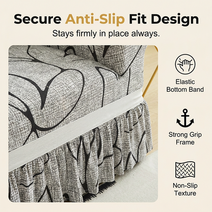 📢📢49% OFF !! ⏰High-Stretch Sofa Slipcover – Ruffled Hem & Full Protection