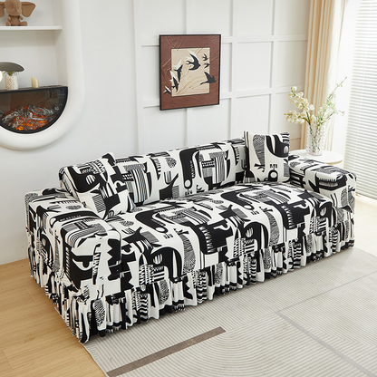 📢📢49% OFF !! ⏰High-Stretch Sofa Slipcover – Ruffled Hem & Full Protection