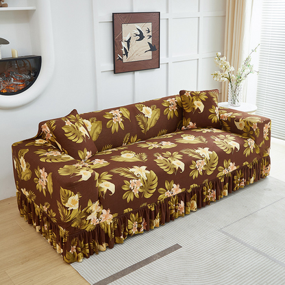 📢📢49% OFF !! ⏰High-Stretch Sofa Slipcover – Ruffled Hem & Full Protection