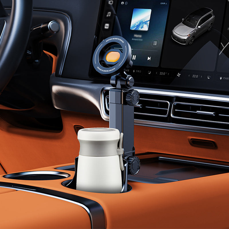 N52 Magnetic Car Mount with Cup Holder Base – 360° Adjustable, One-Hand Use & Drink-Friendly Design 🚗📱