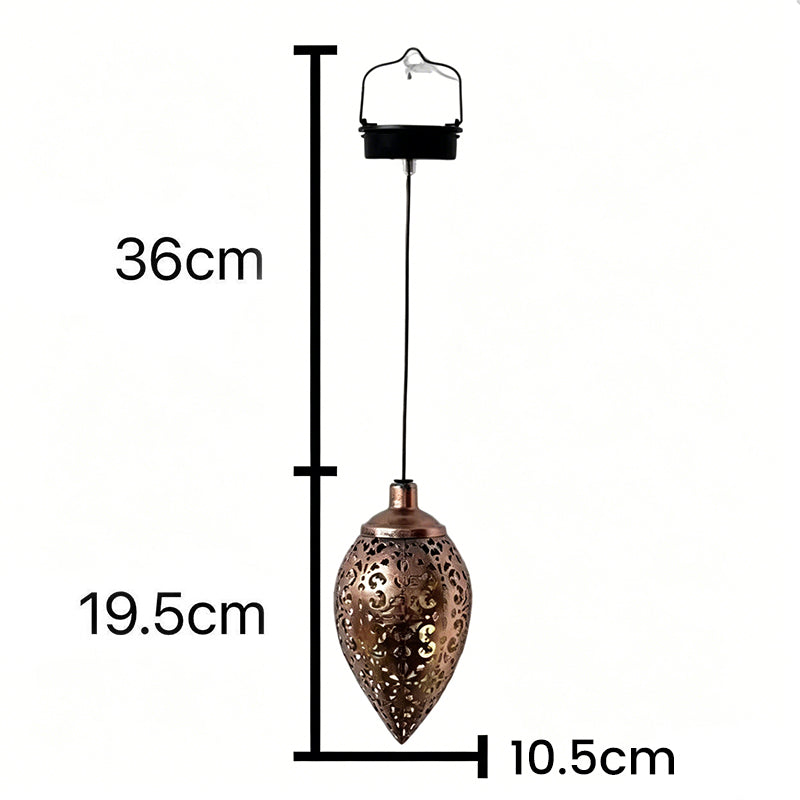 Solar Powered Teardrop Lantern for Garden Decor – Vintage Metal Cutout Design with Auto Dusk-to-Dawn Lighting & All-Weather Protection ✨🌧️