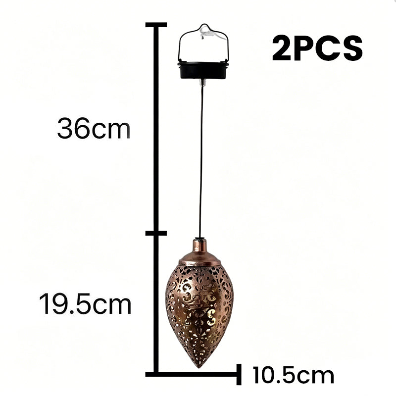 Solar Powered Teardrop Lantern for Garden Decor – Vintage Metal Cutout Design with Auto Dusk-to-Dawn Lighting & All-Weather Protection ✨🌧️