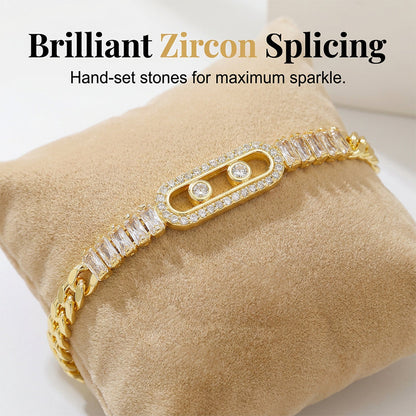 📿49% OFF! 💥 Women's Gold-Tone Cubic Zirconia Chain Bracelet – Cuban Link, Zircon Accents, Fold-Over Clasp ✨