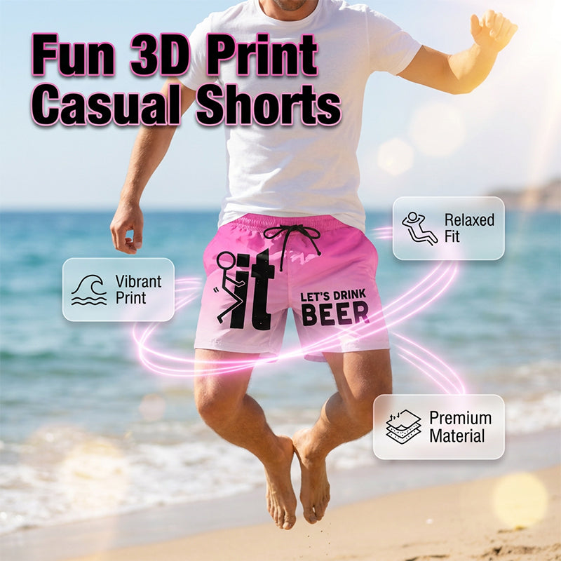 🩳 LIMITED-TIME 49% OFF! 💥 Men's 3D Graphic Printed Casual Shorts – Quick-Dry, Elastic Waist, Vibrant Print ✨