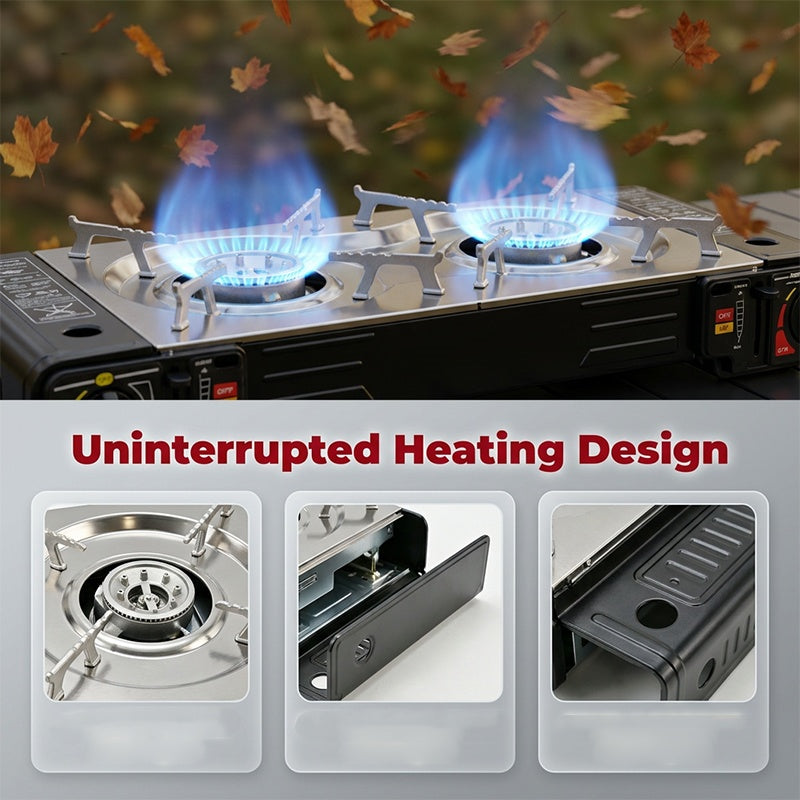 🔥 44% OFF NOW! 🍳 Portable Dual Burner Butane Stove – Lightweight & piezo ignition – Perfect for camping, tailgating or outdoor cooking – compact and easy to carry ⛺✨