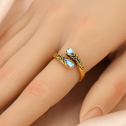 ⏳Limited-time 49% off⏰Vintage Adjustable Open Ring with Teardrop Glowing Zircon💧💍