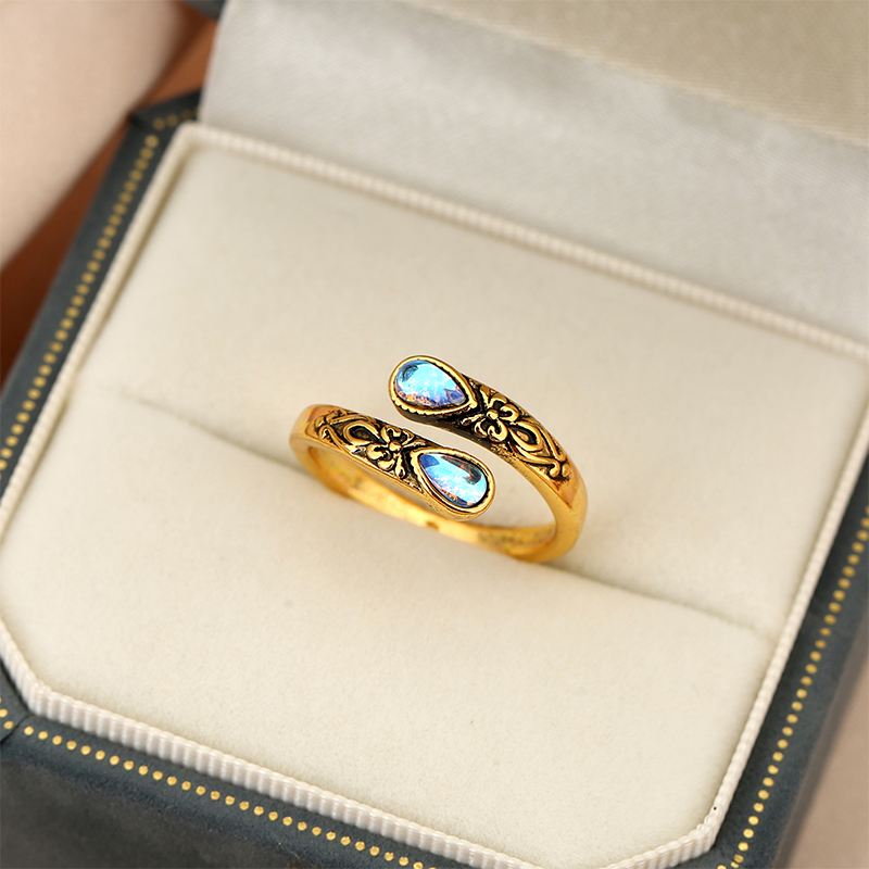 ⏳Limited-time 49% off⏰Vintage Adjustable Open Ring with Teardrop Glowing Zircon💧💍
