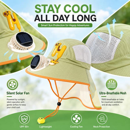 🔥HOT SALE🌬️Sun Protection Flap Hat with Built in Cooling Fan