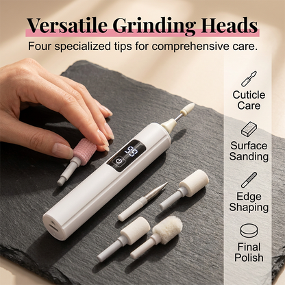 💅Professional Electric Nail Polisher – Smooths thick nails, 99-speed display. Multiple heads for shaping & buffing. 💎