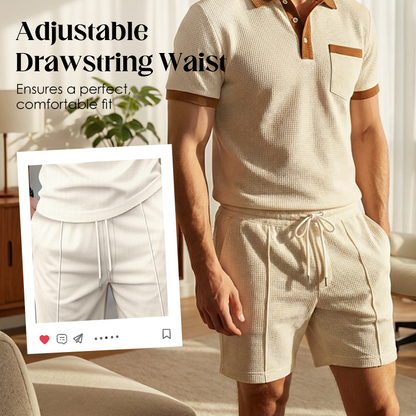 🥳2026 HOT SALE 49% OFF！🥳💞Summer Casual Waffle Knit 2-Piece Set for Men