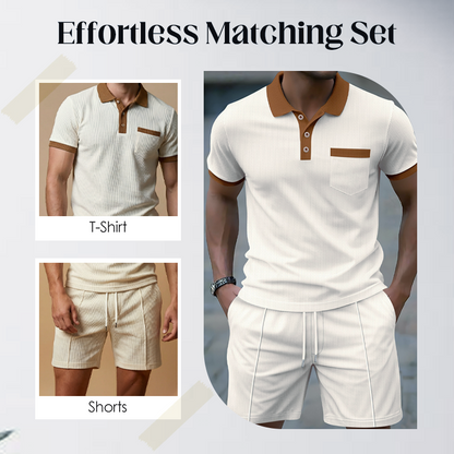 🥳2026 HOT SALE 49% OFF！🥳💞Summer Casual Waffle Knit 2-Piece Set for Men