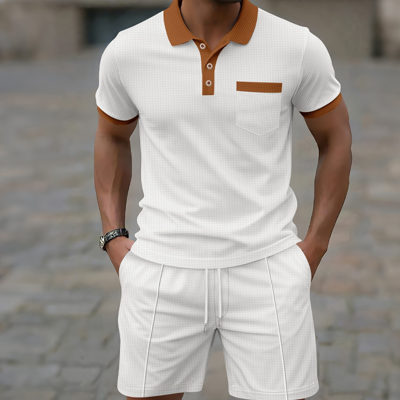 🥳2026 HOT SALE 49% OFF！🥳💞Summer Casual Waffle Knit 2-Piece Set for Men