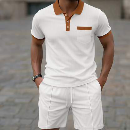 🥳2026 HOT SALE 49% OFF！🥳💞Summer Casual Waffle Knit 2-Piece Set for Men