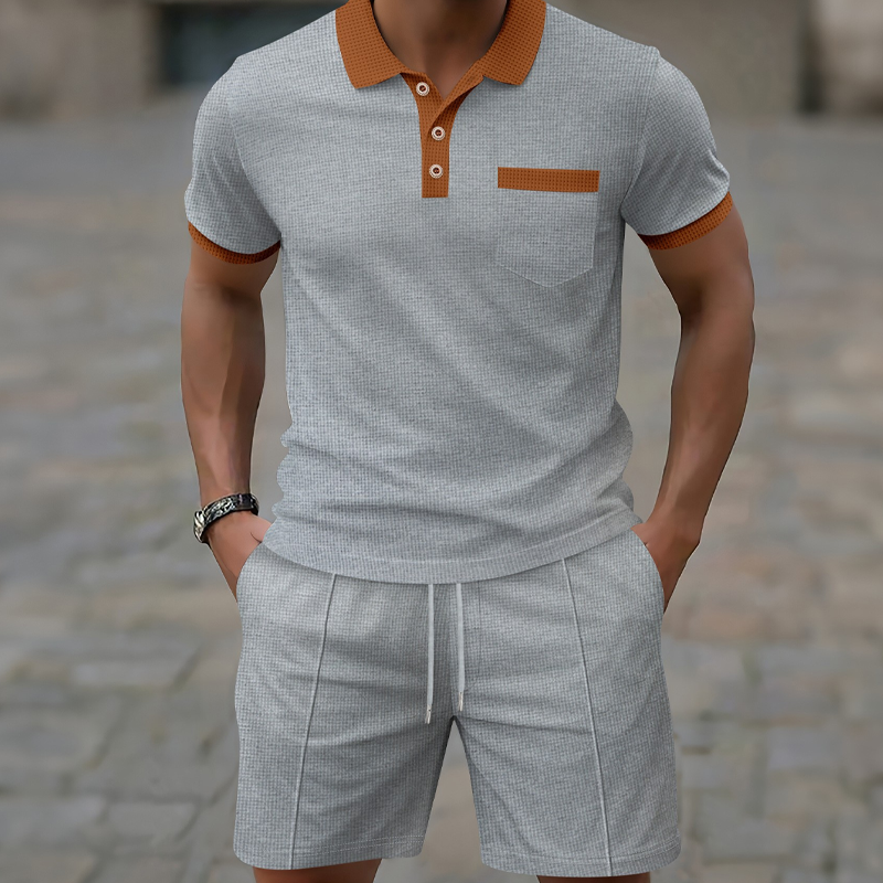 🥳2026 HOT SALE 49% OFF！🥳💞Summer Casual Waffle Knit 2-Piece Set for Men