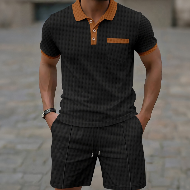 🥳2026 HOT SALE 49% OFF！🥳💞Summer Casual Waffle Knit 2-Piece Set for Men
