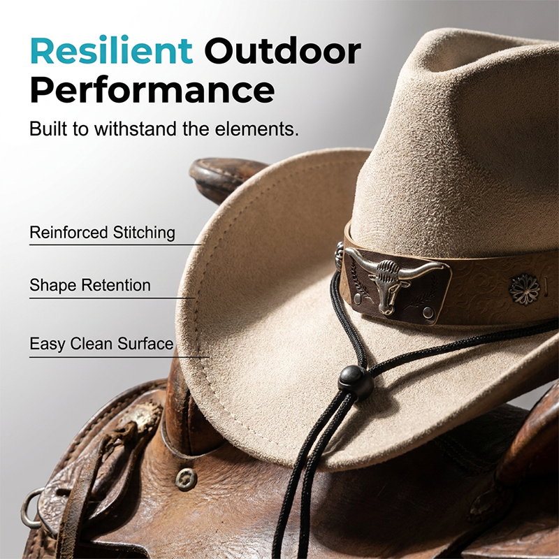 📢📢49% OFF !! ⏰Unisex Suede Cowboy Hat with Vintage Bull Band and Wind Rope