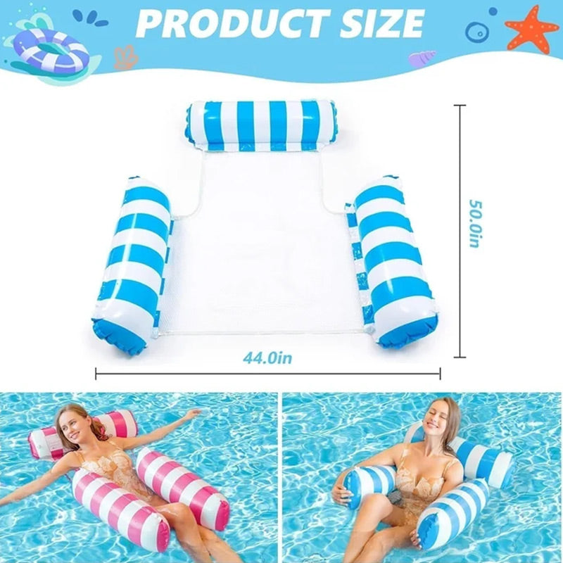 🏆LAST DAT 49% OFF🌊Colorful Striped Inflatable Pool Float with Inflator