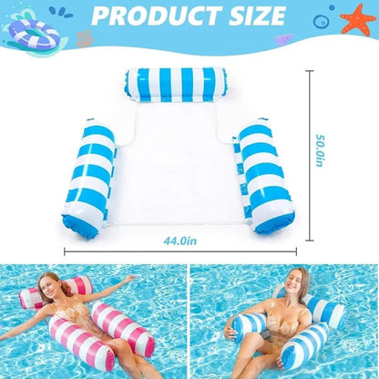 🏆LAST DAT 49% OFF🌊Colorful Striped Inflatable Pool Float with Inflator
