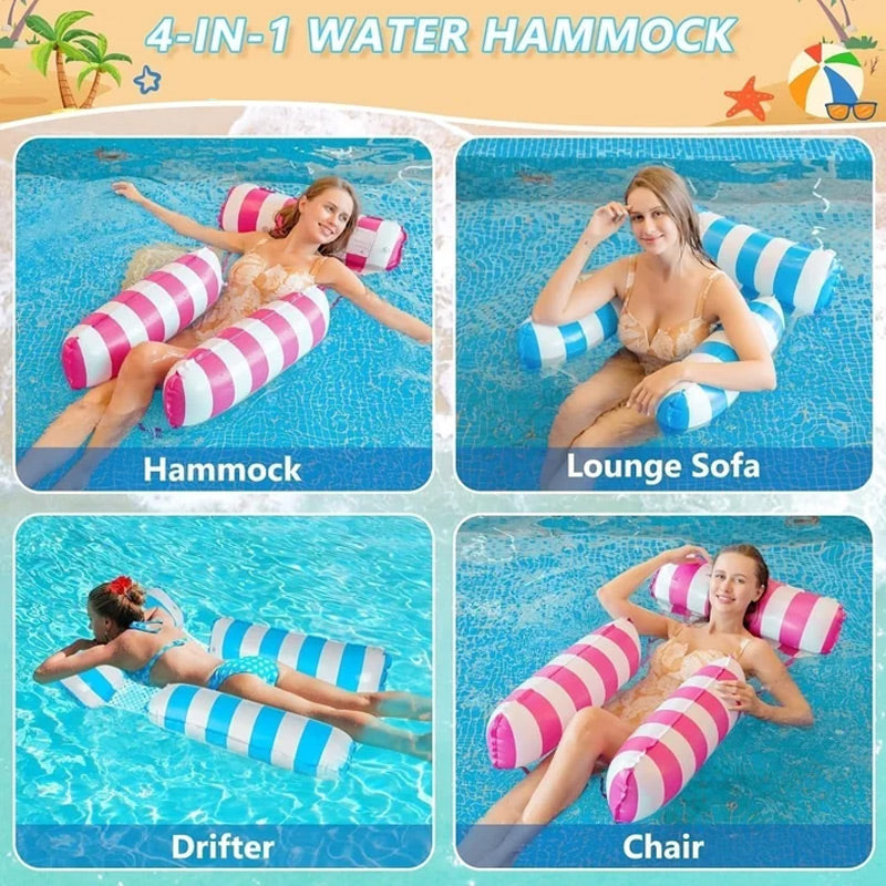 🏆LAST DAT 49% OFF🌊Colorful Striped Inflatable Pool Float with Inflator
