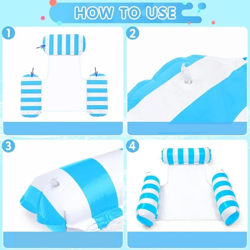 🏆LAST DAT 49% OFF🌊Colorful Striped Inflatable Pool Float with Inflator
